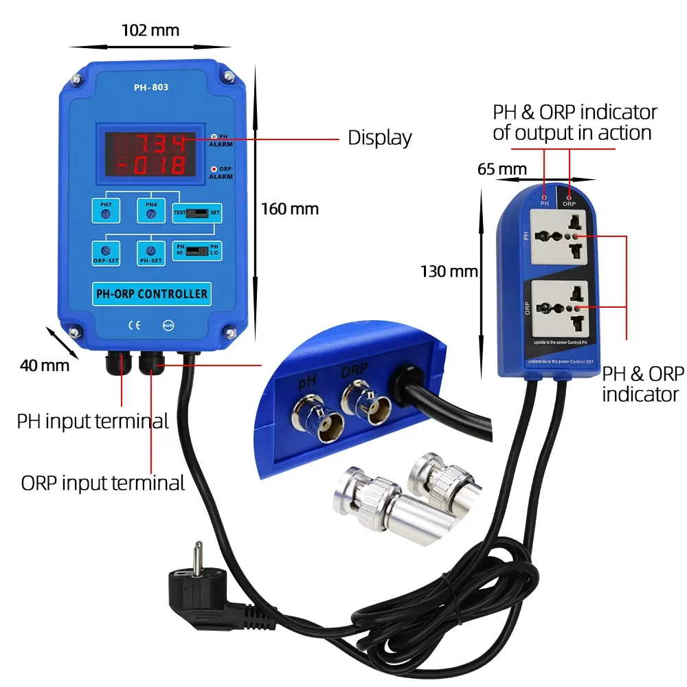 Ph Meter Digital Water Tester - เครื่องวัดค่า pH แบบดิจิทัล พร้อมตัวควบคุมค่า pH เครื่องทดสอบความบริสุทธิ์ของน้ำ