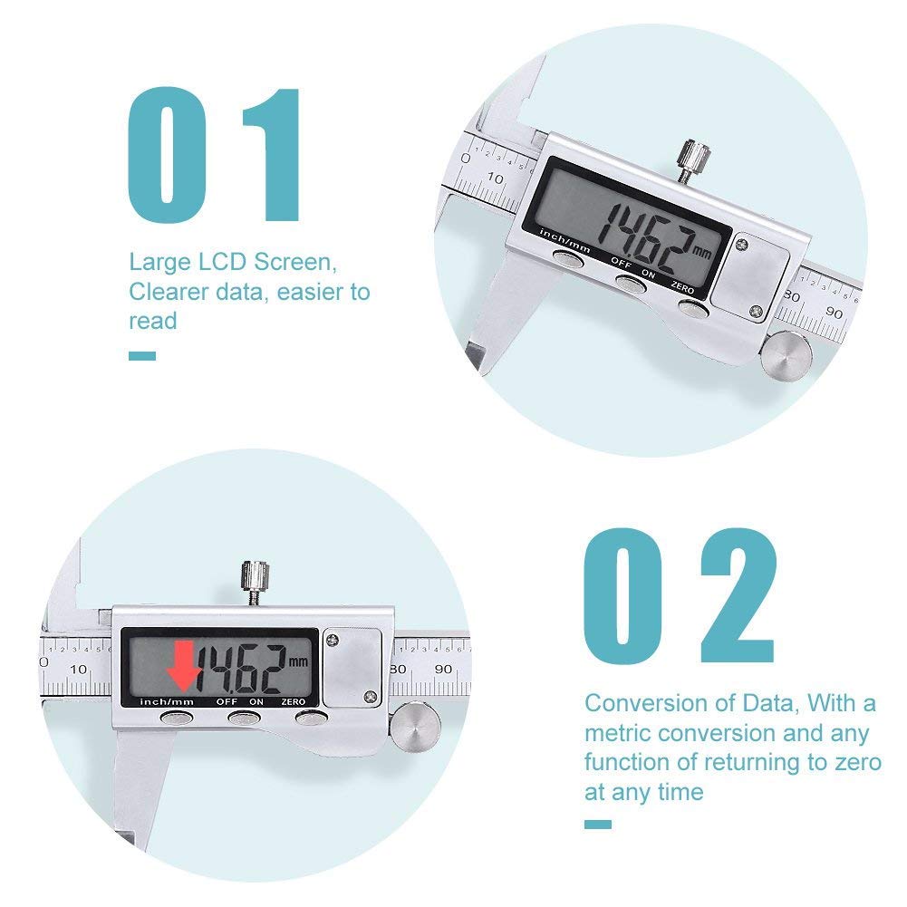 เครื่องมือวัดโลหะดิจิตอลคาลิเป - Digital Caliper 150Mm Stainless Steel บทวิจารณ์และราคา