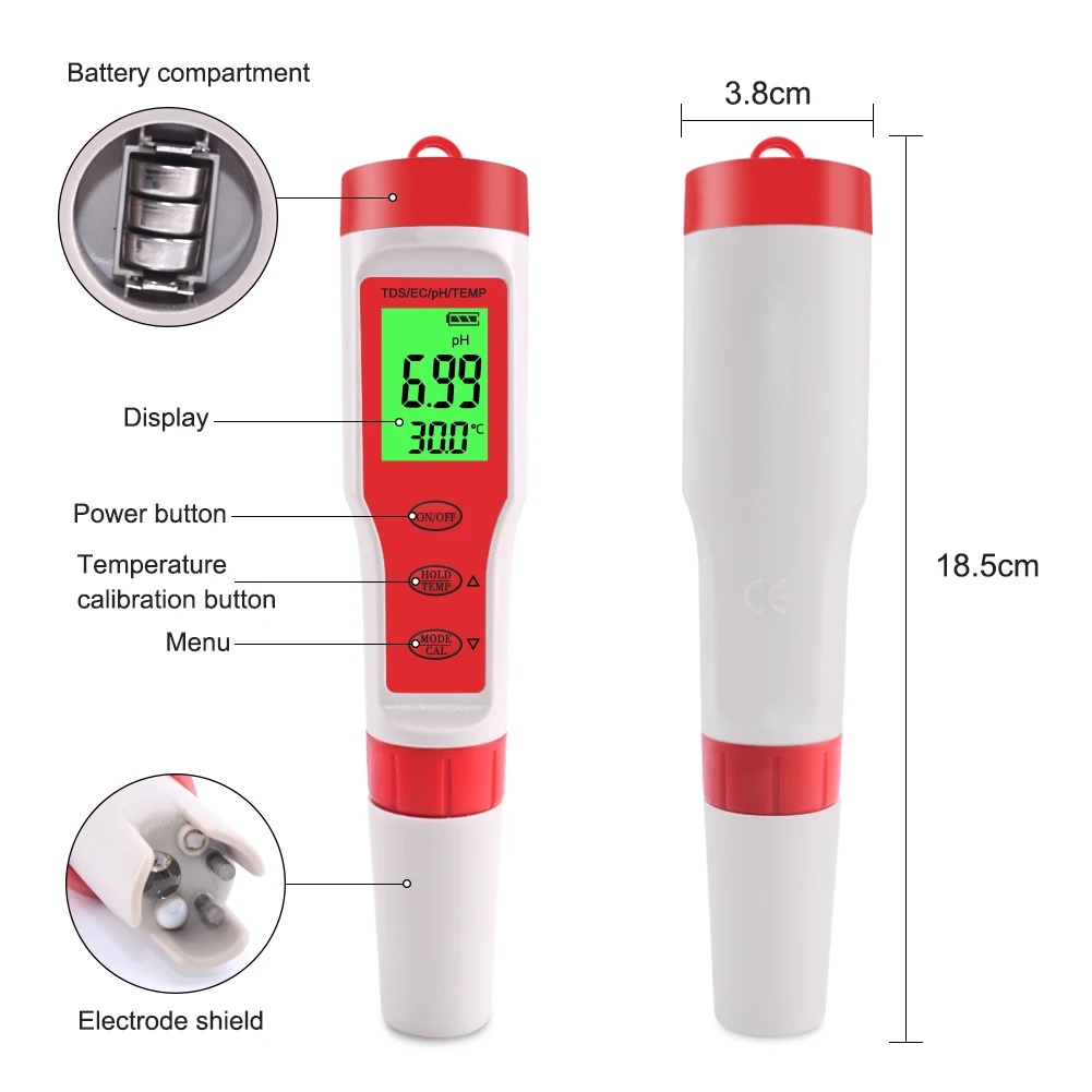 เครื่องวัดคุณภาพน้ำดิจิตอล 4 i - Ph Meter Digital Water Tester บทวิจารณ์และราคา